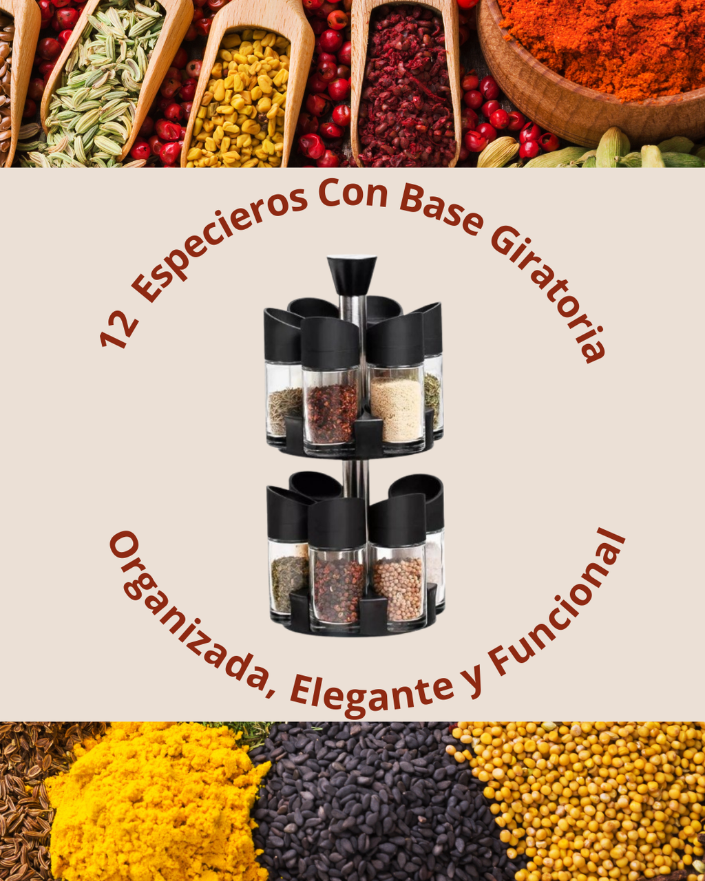 ✨ Set Giratorio de 12 Especias – Compacto y Elegante