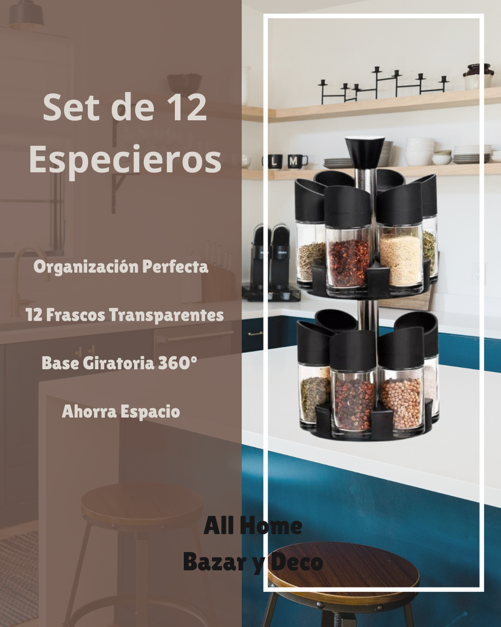 ✨ Set Giratorio de 12 Especias – Compacto y Elegante