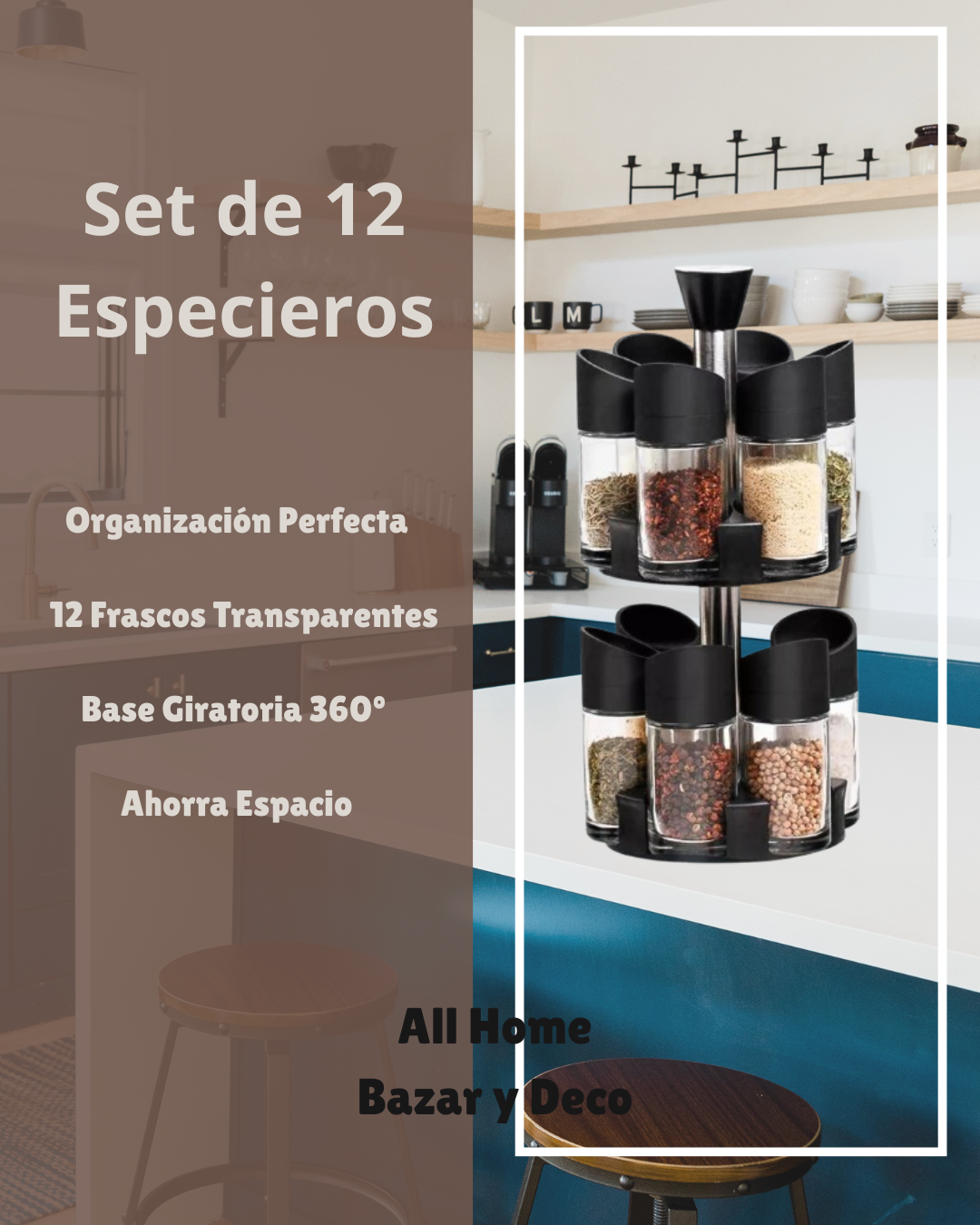 ✨ Set Giratorio de 12 Especias – Compacto y Elegante