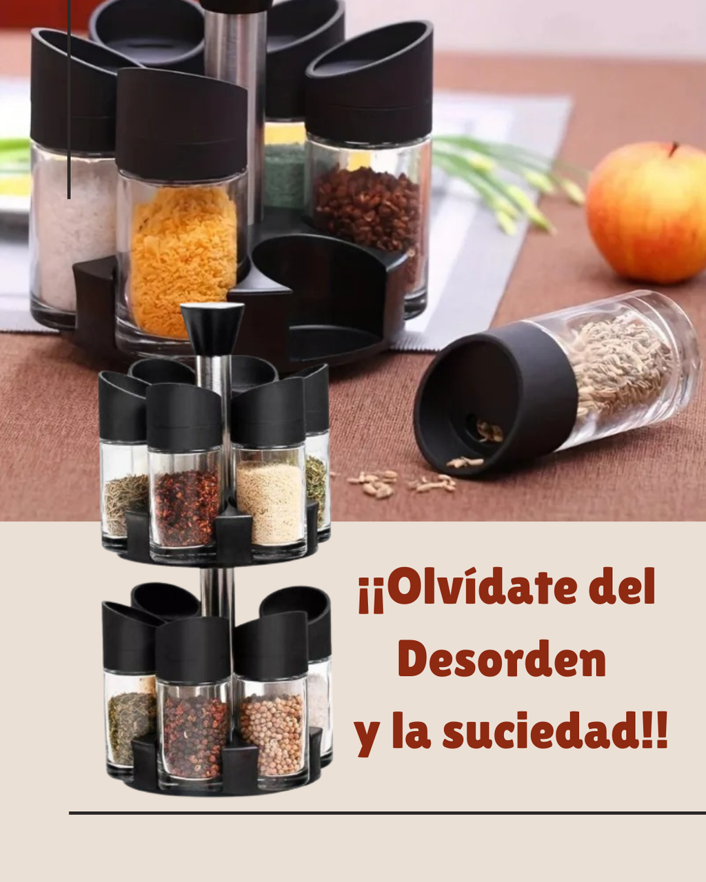 ✨ Set Giratorio de 12 Especias – Compacto y Elegante