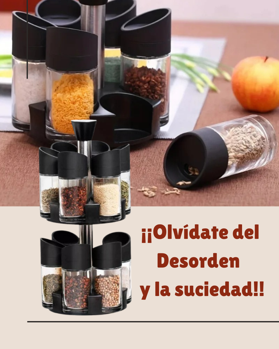 ✨ Set Giratorio de 12 Especias – Compacto y Elegante